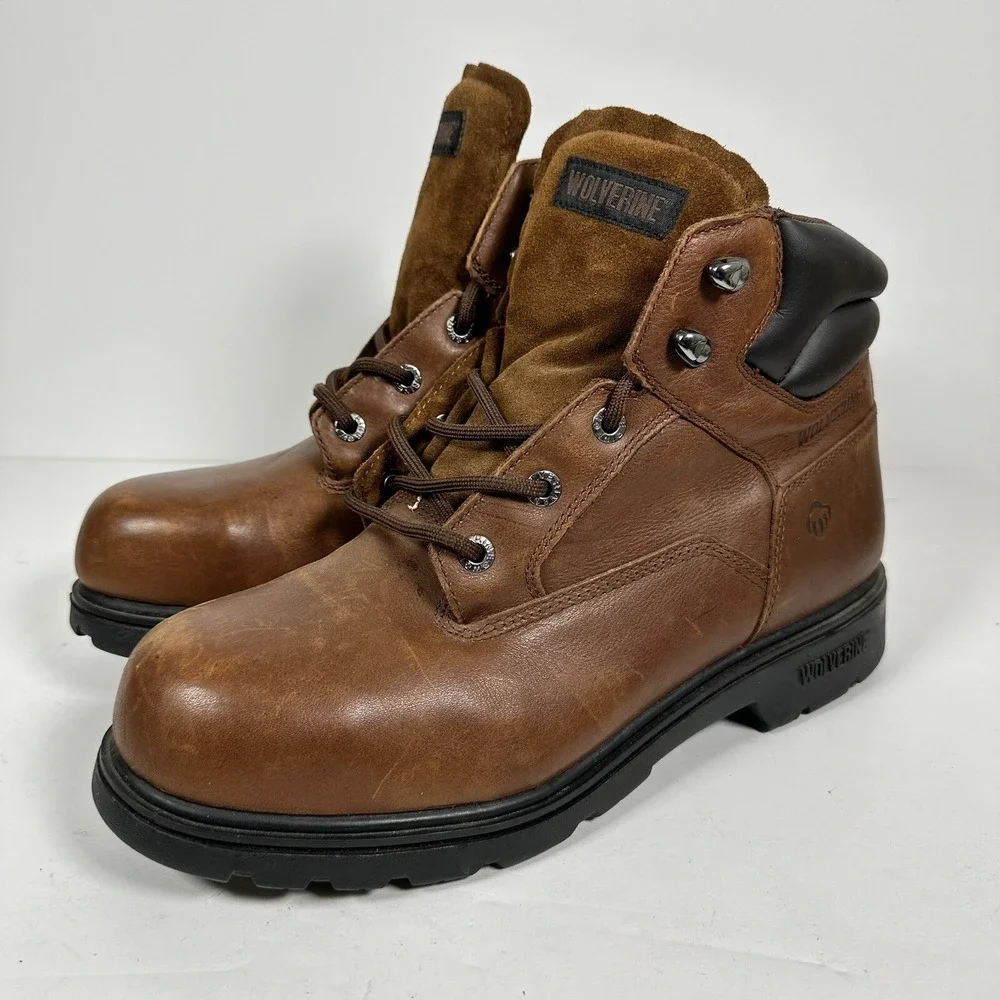 Wolverine Men's Waterproof Work Boots Size 11.5EW Steel Toe Brown Leather W08165